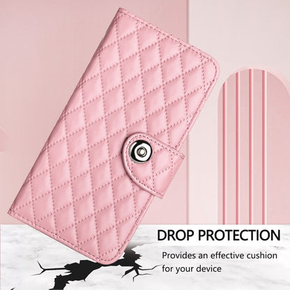 For Blackview A53 Rhombic Texture Flip Leather Phone Case with Lanyard(Pink) - More Brand by PMC Jewellery | Online Shopping South Africa | PMC Jewellery | Buy Now Pay Later Mobicred