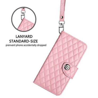 For Blackview Shark 8 Rhombic Texture Flip Leather Phone Case with Lanyard(Pink) - More Brand by PMC Jewellery | Online Shopping South Africa | PMC Jewellery | Buy Now Pay Later Mobicred