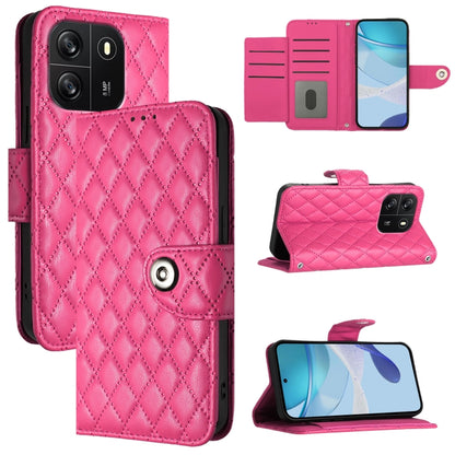For Blackview Wave 6C Rhombic Texture Flip Leather Phone Case with Lanyard(Rose Red) - More Brand by PMC Jewellery | Online Shopping South Africa | PMC Jewellery | Buy Now Pay Later Mobicred