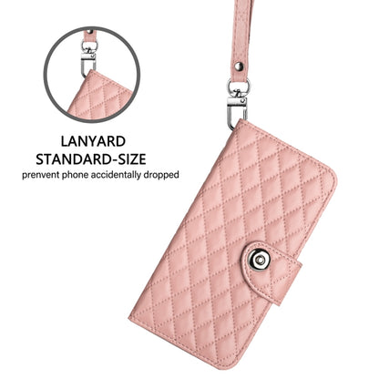 For Blackview Wave 6C Rhombic Texture Flip Leather Phone Case with Lanyard(Coral Pink) - More Brand by PMC Jewellery | Online Shopping South Africa | PMC Jewellery | Buy Now Pay Later Mobicred