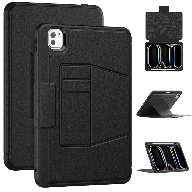 For iPad Pro 11 2024 Smart B Magnetic Holder Leather Tablet Case(Black) - iPad Pro 11 2024 Cases by PMC TechLife | Online Shopping South Africa | PMC TechLife | Buy Now Pay Later Mobicred