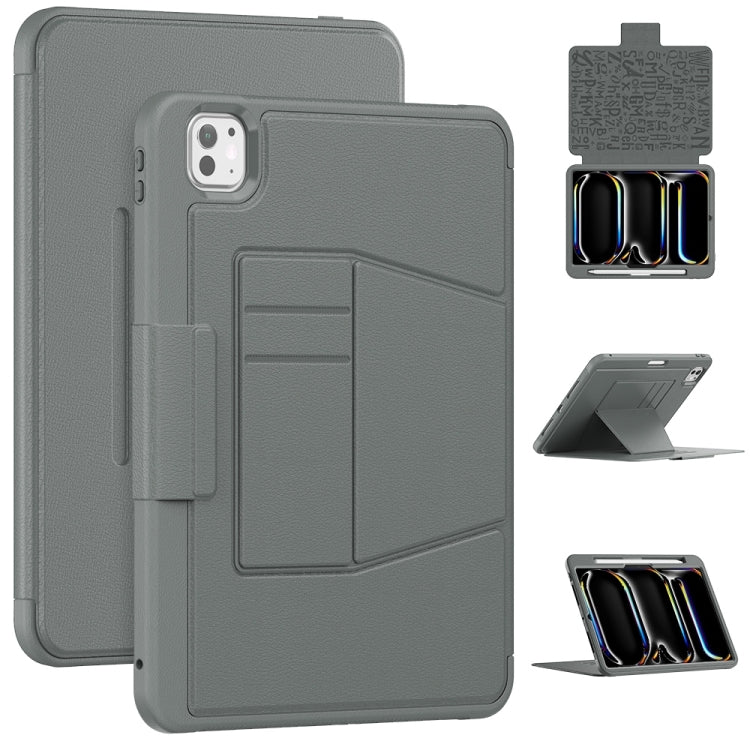 For iPad Pro 11 2024 Smart B Magnetic Holder Leather Tablet Case(Grey) - iPad Pro 11 2024 Cases by PMC Jewellery | Online Shopping South Africa | PMC Jewellery | Buy Now Pay Later Mobicred