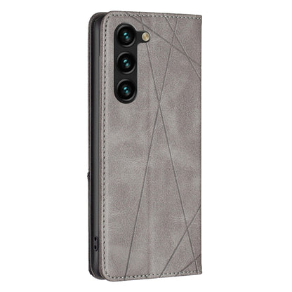 For Samsung Galaxy S25+ 5G Rhombus Texture Magnetic Leather Phone Case(Grey) - Galaxy S25+ 5G Cases by PMC Jewellery | Online Shopping South Africa | PMC Jewellery | Buy Now Pay Later Mobicred