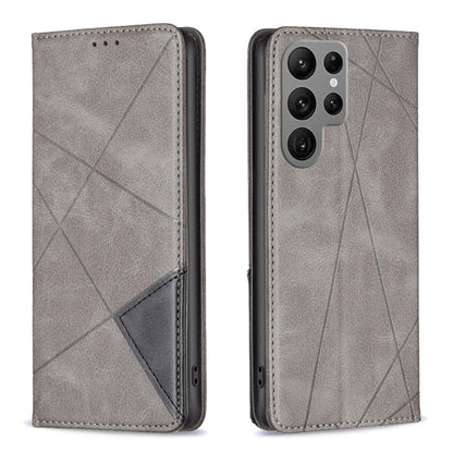 For Samsung Galaxy S25 Ultra 5G Rhombus Texture Magnetic Leather Phone Case(Grey) - Galaxy S25 Ultra 5G Cases by PMC Jewellery | Online Shopping South Africa | PMC Jewellery | Buy Now Pay Later Mobicred