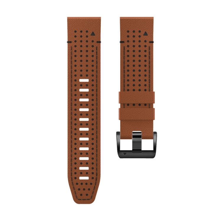 For Garmin Fenix 7X 26mm Dot Hole Silicone Leather Quick Release Watch Band(Brown Black) - free shipping - PMc TechLife - Order now!