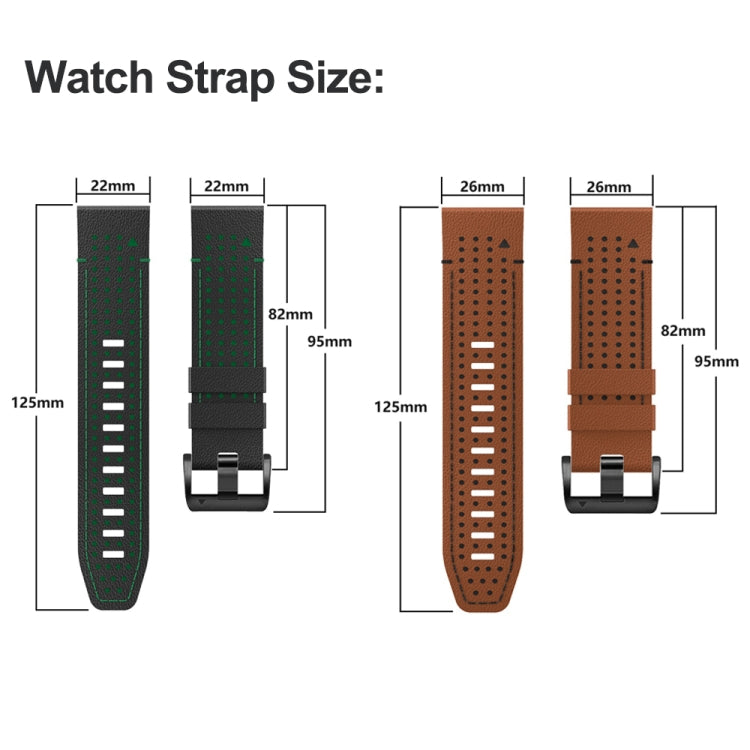 For Garmin Fenix 7X 26mm Dot Hole Silicone Leather Quick Release Watch Band(Black Red) - free shipping - PMc TechLife - Order now!