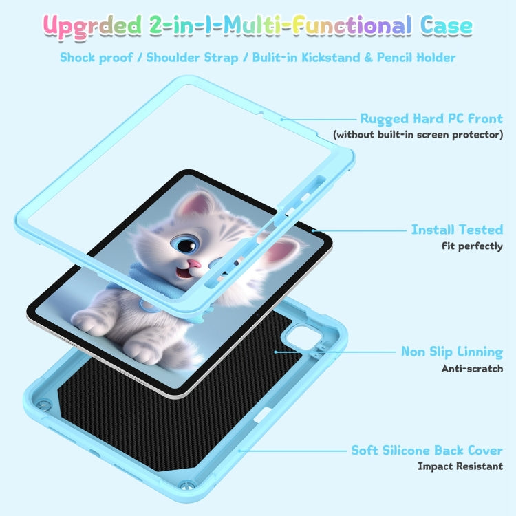 For iPad Pro 11 2024 Cat Holder Silicone Hybrid PC Tablet Case with Strap(Sky Blue) - iPad Pro 11 2024 Cases by PMC Jewellery | Online Shopping South Africa | PMC Jewellery | Buy Now Pay Later Mobicred