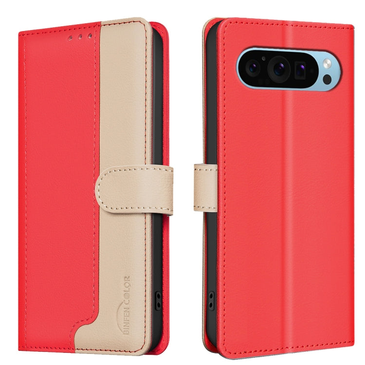 For Google Pixel 9 Color Matching RFID Anti-theft Leather Phone Case(Red) - Google Cases by PMC Jewellery | Online Shopping South Africa | PMC Jewellery | Buy Now Pay Later Mobicred