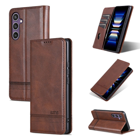 For Samsung Galaxy S24 FE 5G AZNS Magnetic Calf Texture Flip Leather Phone Case(Dark Brown) - Galaxy S24 FE 5G Cases by AZNS | Online Shopping South Africa | PMC Jewellery | Buy Now Pay Later Mobicred