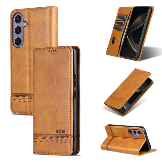 For Samsung Galaxy S25 5G AZNS Magnetic Calf Texture Flip Leather Phone Case(Light Brown) - Galaxy S25 5G Cases by AZNS | Online Shopping South Africa | PMC Jewellery | Buy Now Pay Later Mobicred