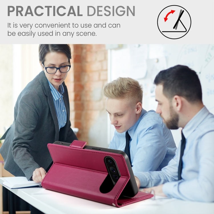 For Google Pixel 9 Pro Side Buckle Magnetic Frosted Leather Phone Case(Wine Red) - Google Cases by PMC TechLife | Online Shopping South Africa | PMC TechLife | Buy Now Pay Later Mobicred