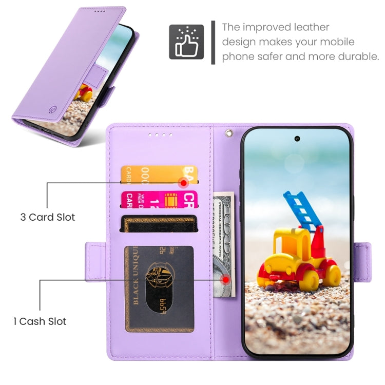 For Google Pixel 9 Pro Side Buckle Magnetic Frosted Leather Phone Case(Purple) - Google Cases by PMC TechLife | Online Shopping South Africa | PMC TechLife | Buy Now Pay Later Mobicred