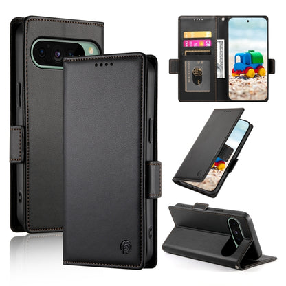 For Google Pixel 9 Side Buckle Magnetic Frosted Leather Phone Case(Black) - Google Cases by PMC Jewellery | Online Shopping South Africa | PMC Jewellery | Buy Now Pay Later Mobicred