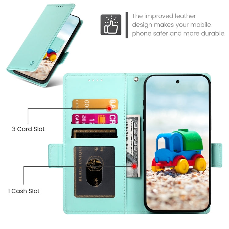 For Google Pixel 9 Side Buckle Magnetic Frosted Leather Phone Case(Mint Green) - Google Cases by PMC Jewellery | Online Shopping South Africa | PMC Jewellery | Buy Now Pay Later Mobicred