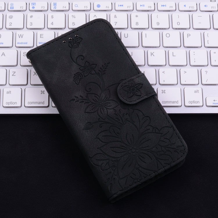 For Xiaomi Redmi K70 / K70 Pro Lily Embossed Leather Phone Case(Black) - K70 Cases by PMC Jewellery | Online Shopping South Africa | PMC Jewellery | Buy Now Pay Later Mobicred