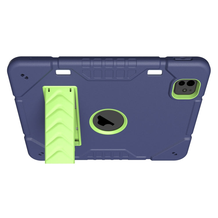 For iPad Pro 11 2024 Armor Holder Silicone Hybrid PC Tablet Case(Navy Yellow Green) - iPad Pro 11 2024 Cases by PMC Jewellery | Online Shopping South Africa | PMC Jewellery | Buy Now Pay Later Mobicred