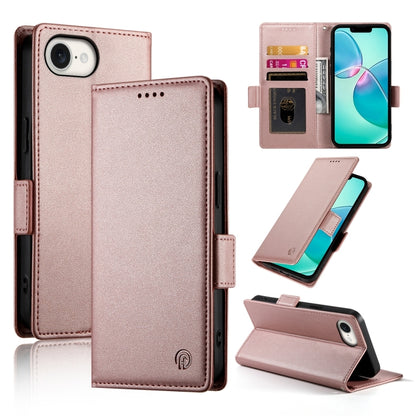 For iPhone SE 2024 Side Buckle Magnetic Frosted Leather Phone Case(Rose Gold) - More iPhone Cases by PMC Jewellery | Online Shopping South Africa | PMC Jewellery | Buy Now Pay Later Mobicred