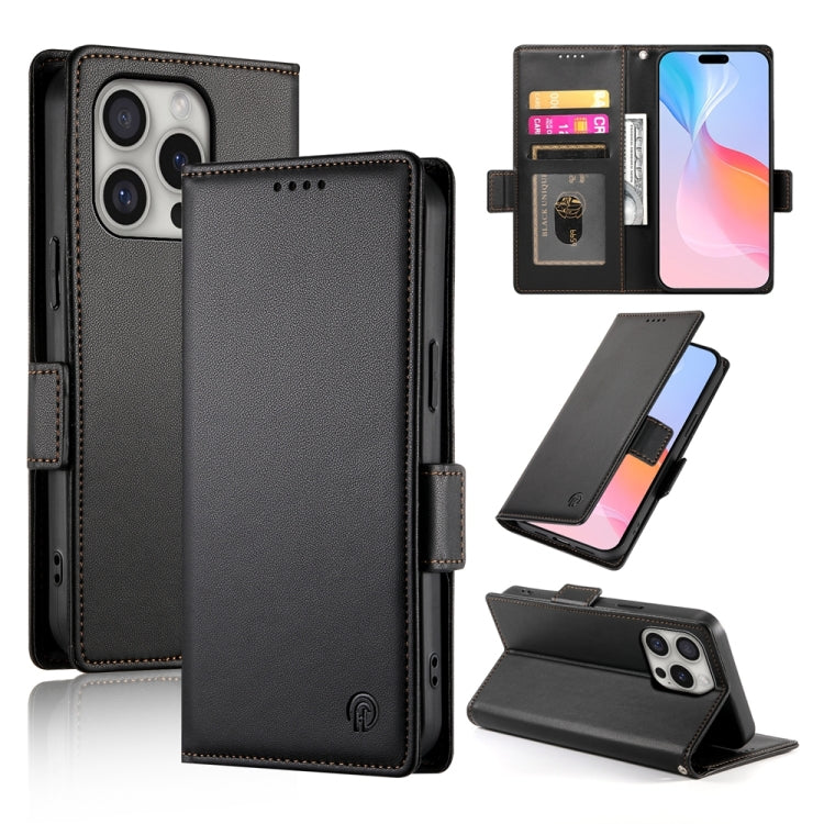 For iPhone 16 Pro Side Buckle Magnetic Frosted Leather Phone Case(Black) - iPhone 16 Pro Cases by PMC Jewellery | Online Shopping South Africa | PMC Jewellery | Buy Now Pay Later Mobicred