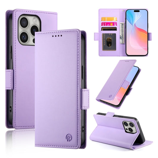 For iPhone 16 Pro Side Buckle Magnetic Frosted Leather Phone Case(Purple) - iPhone 16 Pro Cases by PMC Jewellery | Online Shopping South Africa | PMC Jewellery | Buy Now Pay Later Mobicred