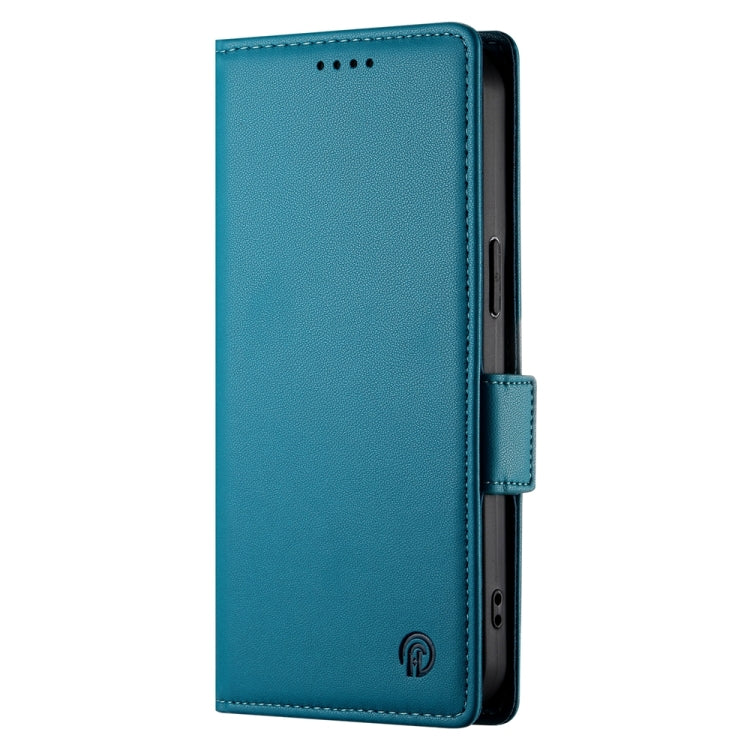 For iPhone 16 Plus Side Buckle Magnetic Frosted Leather Phone Case(Blue) - iPhone 16 Plus Cases by PMC TechLife | Online Shopping South Africa | PMC TechLife | Buy Now Pay Later Mobicred