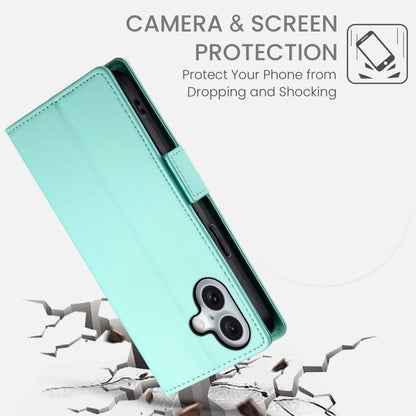 For iPhone 16 Side Buckle Magnetic Frosted Leather Phone Case(Mint Green) - iPhone 16 Cases by PMC Jewellery | Online Shopping South Africa | PMC Jewellery | Buy Now Pay Later Mobicred