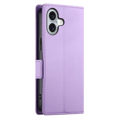 For iPhone 16 Side Buckle Magnetic Frosted Leather Phone Case(Purple) - iPhone 16 Cases by PMC Jewellery | Online Shopping South Africa | PMC Jewellery | Buy Now Pay Later Mobicred