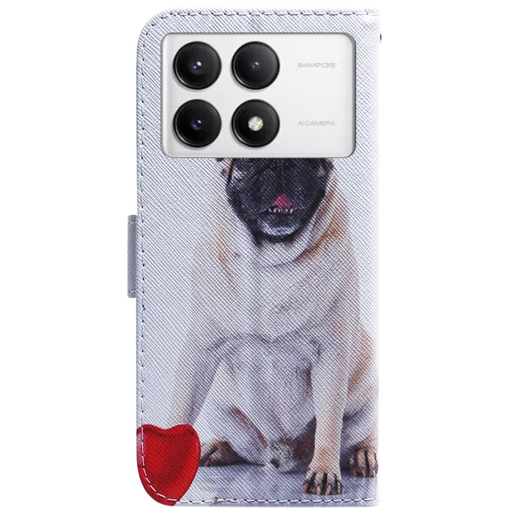 For Xiaomi Redmi K70 Pro / K70 Coloured Drawing Flip Leather Phone Case(Pug) - K70 Cases by PMC Jewellery | Online Shopping South Africa | PMC Jewellery | Buy Now Pay Later Mobicred