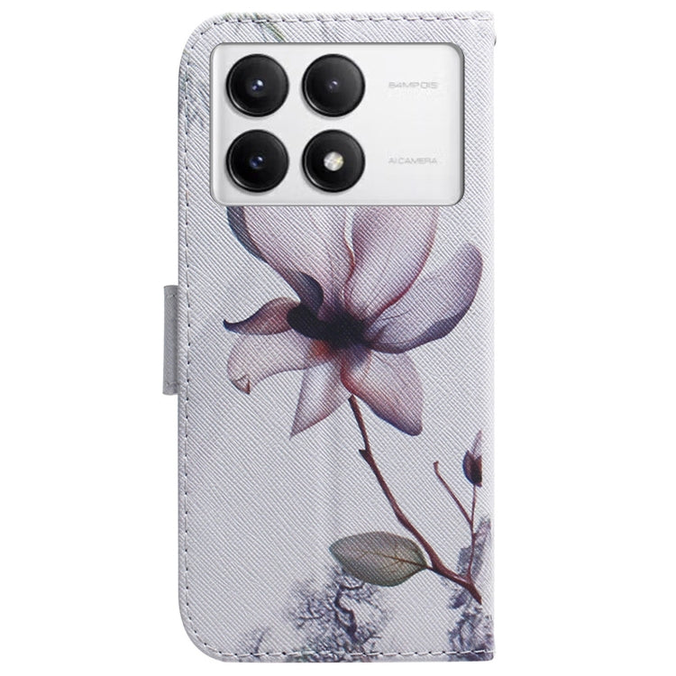 For Xiaomi Redmi K70 Pro / K70 Coloured Drawing Flip Leather Phone Case(Magnolia) - K70 Cases by PMC Jewellery | Online Shopping South Africa | PMC Jewellery | Buy Now Pay Later Mobicred