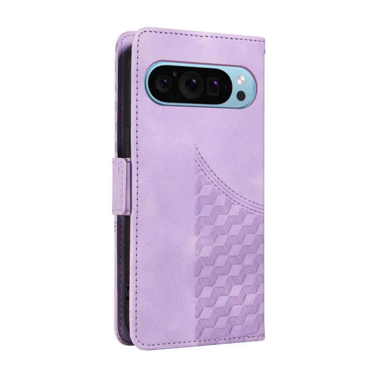 For Google Pixel 9 / 9 Pro Embossed Rhombus Starry Leather Phone Case(Purple) - Google Cases by PMC Jewellery | Online Shopping South Africa | PMC Jewellery | Buy Now Pay Later Mobicred