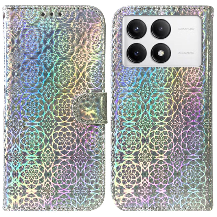 For Xiaomi Redmi K70 / K70 Pro Colorful Magnetic Buckle Leather Phone Case(Silver) - K70 Cases by PMC Jewellery | Online Shopping South Africa | PMC Jewellery | Buy Now Pay Later Mobicred