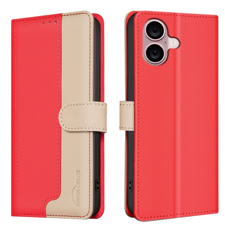 For iPhone 16 Plus Color Matching RFID Anti-theft Leather Phone Case(Red) - iPhone 16 Plus Cases by PMC TechLife | Online Shopping South Africa | PMC TechLife | Buy Now Pay Later Mobicred