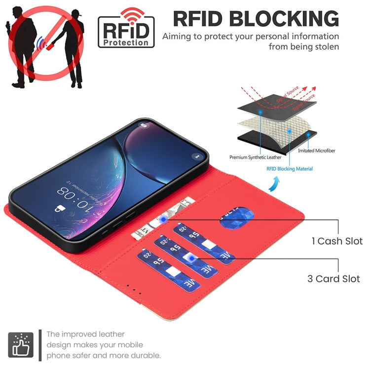 For iPhone 16 Plus Color Matching RFID Anti-theft Leather Phone Case(Red) - iPhone 16 Plus Cases by PMC Jewellery | Online Shopping South Africa | PMC Jewellery | Buy Now Pay Later Mobicred