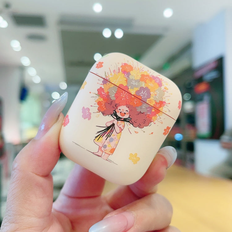 For AirPods 2 / 1 Girl Pattern Earbuds Box Frosted TPU Case(Flower) - For AirPods 1/2 by PMC Jewellery | Online Shopping South Africa | PMC Jewellery | Buy Now Pay Later Mobicred