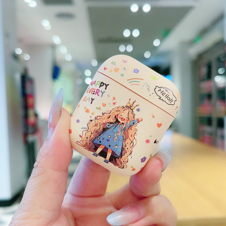 For AirPods 2 / 1 Girl Pattern Earbuds Box Frosted TPU Case(Crown) - For AirPods 1/2 by PMC Jewellery | Online Shopping South Africa | PMC Jewellery | Buy Now Pay Later Mobicred