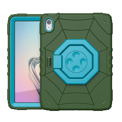 For iPad Air 11 2024 Spider Turntable Handle Stress Relief Tablet Case(Army Green Blue) - iPad Air 11 2024 Cases by PMC Jewellery | Online Shopping South Africa | PMC Jewellery | Buy Now Pay Later Mobicred