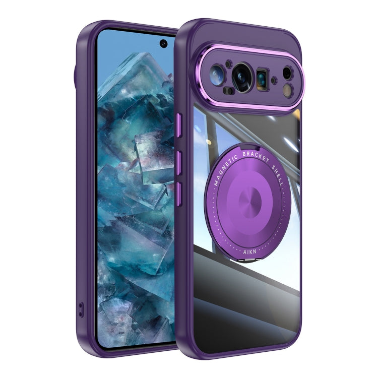 For Google Pixel 9 Pro XL 360 Holder Magsafe Acrylic Hybrid TPU Phone Case(Purple) - Google Cases by PMC Jewellery | Online Shopping South Africa | PMC Jewellery | Buy Now Pay Later Mobicred