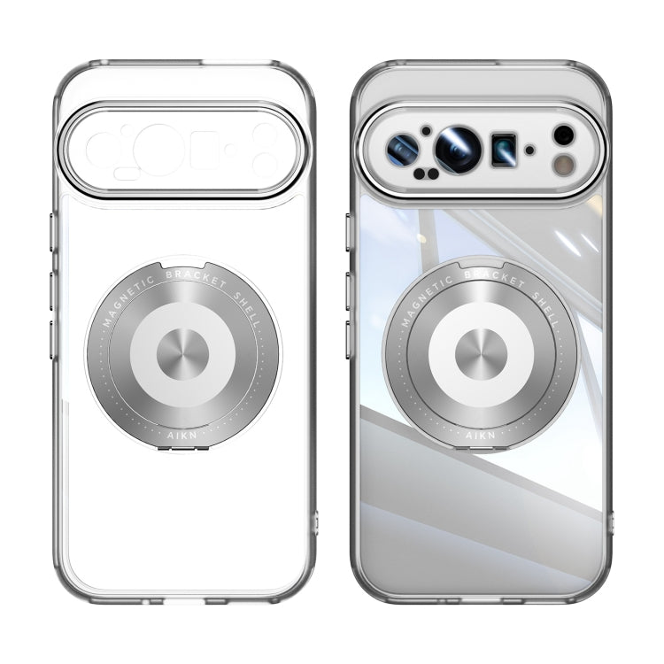 For Google Pixel 9 Pro XL 360 Holder Magsafe Acrylic Hybrid TPU Phone Case(Frosted White) - Google Cases by PMC TechLife | Online Shopping South Africa | PMC TechLife | Buy Now Pay Later Mobicred