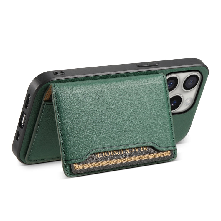 For iPhone 16 Pro Calf Texture Card Bag Design Full Coverage Phone Case(Green) - iPhone 16 Pro Cases by PMC TechLife | Online Shopping South Africa | PMC TechLife | Buy Now Pay Later Mobicred