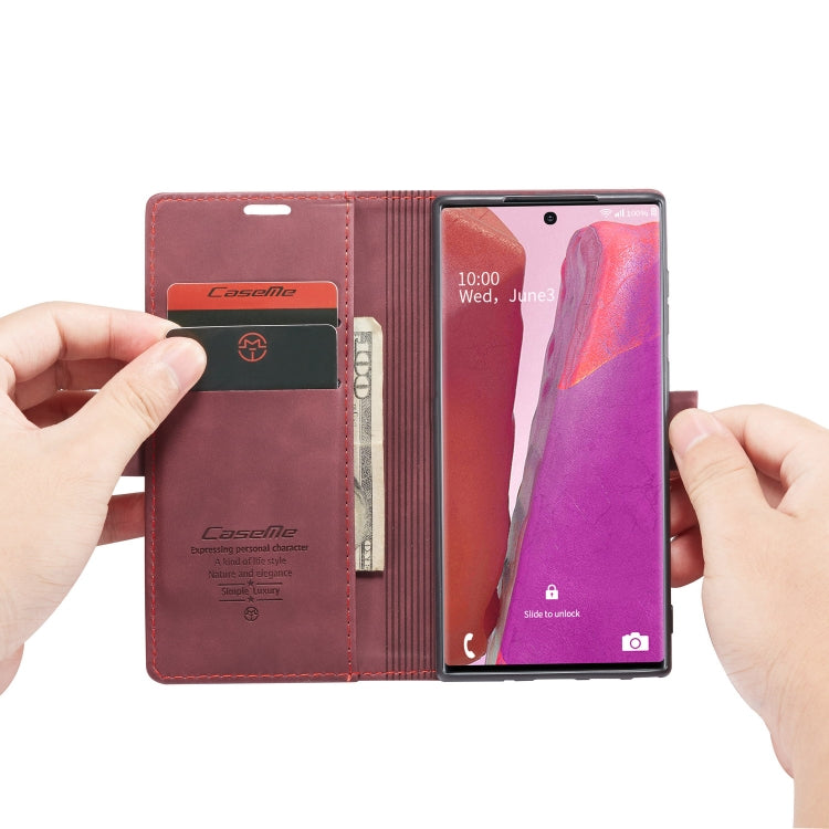 For Samsung Galaxy Note20 Ultra CaseMe Multifunctional Horizontal Flip Leather Case, with Card Slot & Holder & Wallet(Wine Red) - Galaxy Phone Cases by CaseMe | Online Shopping South Africa | PMC Jewellery | Buy Now Pay Later Mobicred