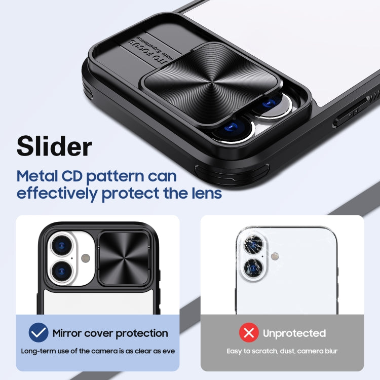 For iPhone 16 Sliding Camshield Acrylic Hybrid TPU Phone Case(Black) - iPhone 16 Cases by PMC TechLife | Online Shopping South Africa | PMC TechLife | Buy Now Pay Later Mobicred