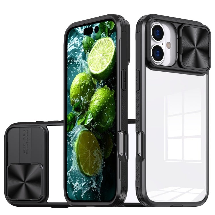 For iPhone 16 Plus Sliding Camshield Acrylic Hybrid TPU Phone Case(Black) - iPhone 16 Plus Cases by PMC Jewellery | Online Shopping South Africa | PMC Jewellery | Buy Now Pay Later Mobicred