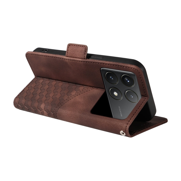 For Redmi K70 / K70 Pro Embossed Rhombus Starry Leather Phone Case(Brown) - K70 Pro Cases by PMC Jewellery | Online Shopping South Africa | PMC Jewellery | Buy Now Pay Later Mobicred