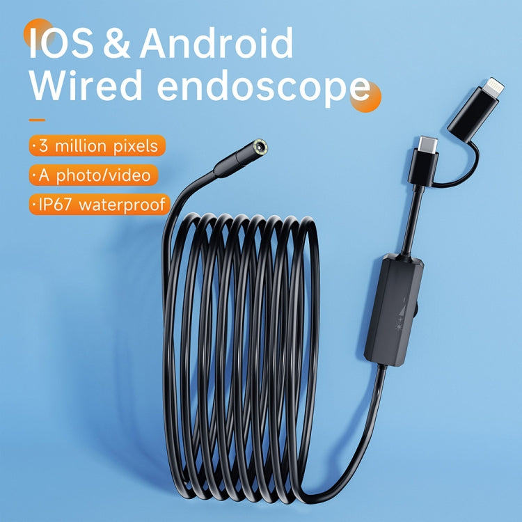 AN112 2 in 1 USB-C / Type-C + 8 Pin Interface 8mm HD Industry Endoscope, Length:3.5m Soft Tube -  by PMC TechLife | Online Shopping South Africa | PMC TechLife | Buy Now Pay Later Mobicred