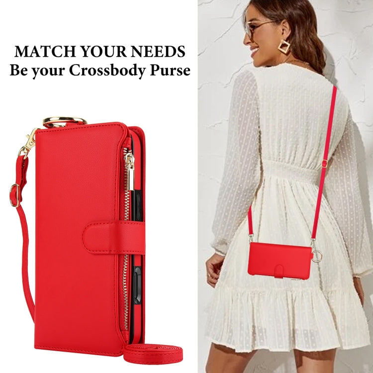 For iPhone 16 Pro Max Crossbody Ring Multifunctional Wallet Leather Phone Case(Red) - iPhone 16 Pro Max Cases by PMC Jewellery | Online Shopping South Africa | PMC Jewellery | Buy Now Pay Later Mobicred