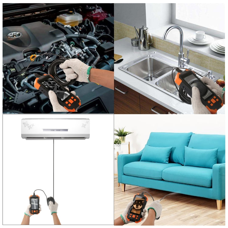 T20 4.3 inch IPS Screen 7.9mm Triple Camera IP67 Waterproof Hard Cable Digital Endoscope, Length:2m(Black Orange) -  by PMC TechLife | Online Shopping South Africa | PMC TechLife | Buy Now Pay Later Mobicred