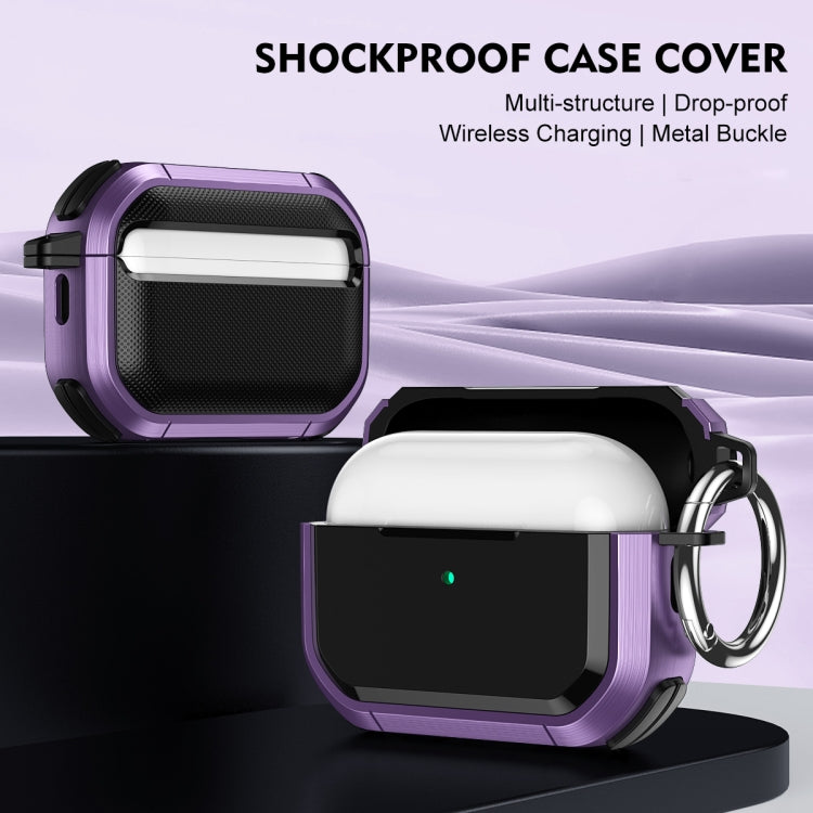 For AirPods 3 Armor TPU + PC Earbuds Box Protective Case with Metal Buckle(Gold) - For AirPods 3 by PMC Jewellery | Online Shopping South Africa | PMC Jewellery | Buy Now Pay Later Mobicred