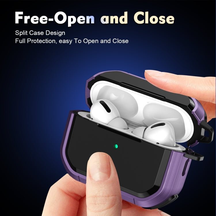 For AirPods Pro / Pro 2 Armor TPU + PC Earbuds Box Protective Case with Metal Buckle(Lavender) - For AirPods Pro 2 by PMC Jewellery | Online Shopping South Africa | PMC Jewellery | Buy Now Pay Later Mobicred