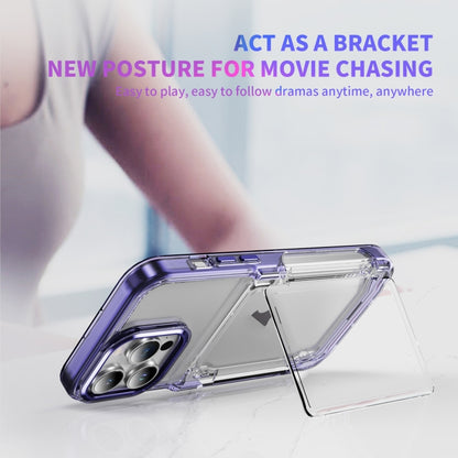 For iPhone 16 Card Holder Acrylic Hybrid TPU Phone Case(Transparent Purple) - iPhone 16 Cases by PMC Jewellery | Online Shopping South Africa | PMC Jewellery | Buy Now Pay Later Mobicred