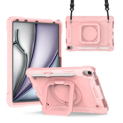 For iPad Air 11 2024 Handle Grip Holder Silicone Hybrid PC Tablet Case with Strap(Rose Gold) - iPad Air 11 2024 Cases by PMC Jewellery | Online Shopping South Africa | PMC Jewellery | Buy Now Pay Later Mobicred