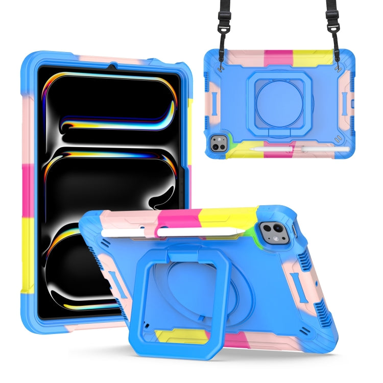 For iPad Pro 11 2024 Handle Grip Holder Silicone Hybrid PC Tablet Case with Strap(Camouflage Blue) - iPad Pro 11 2024 Cases by PMC TechLife | Online Shopping South Africa | PMC TechLife | Buy Now Pay Later Mobicred